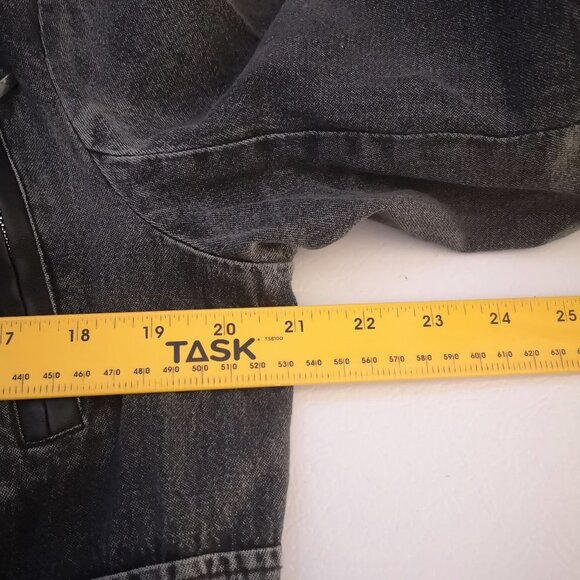 Le Grenier Ladies Size Medium Full Zip Lined Drawstring Waist Black Demin Coat - Picture 10 of 12